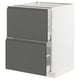 METOD / MAXIMERA Armario bajo cocina 2 cajones, blanco/Voxtorp gris oscuro, 60x60 cm