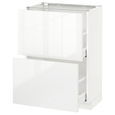 METOD / MAXIMERA Armario bajo cocina con 2 cajones, blanco/Ringhult blanco, 60x37 cm