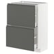 METOD / MAXIMERA Armario bajo cocina con 2 cajones, blanco/Voxtorp gris oscuro, 60x37 cm