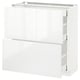 METOD / MAXIMERA Armario bajo cocina con 3 cajones, blanco/Ringhult blanco, 80x37 cm