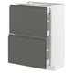 METOD / MAXIMERA Armario bajo cocina con 3 cajones, blanco/Voxtorp gris oscuro, 60x37 cm