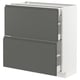 METOD / MAXIMERA Armario bajo cocina con 3 cajones, blanco/Voxtorp gris oscuro, 80x37 cm