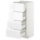 METOD / MAXIMERA Armario bajo cocina con 4 cajones, blanco/Voxtorp Alto brillo/blanco, 40x37 cm