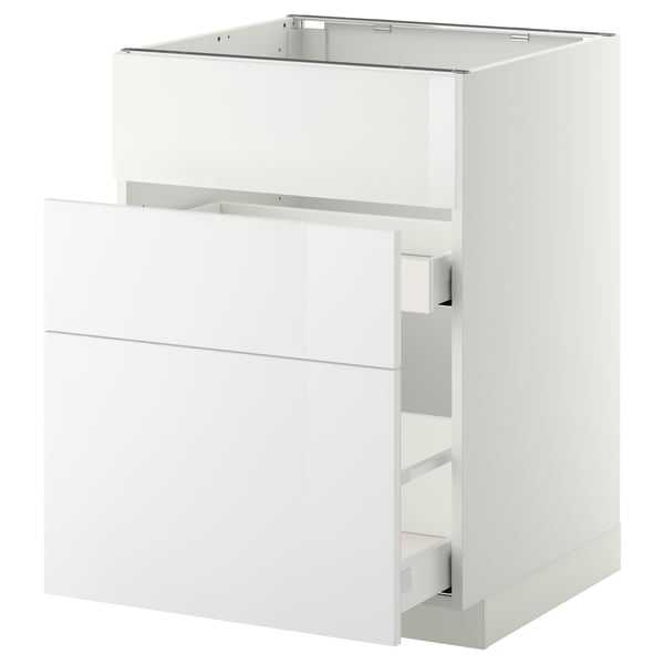 METOD / MAXIMERA Armario bajo lavaplatos 2 cajones, blanco/Ringhult blanco, 60x60 cm