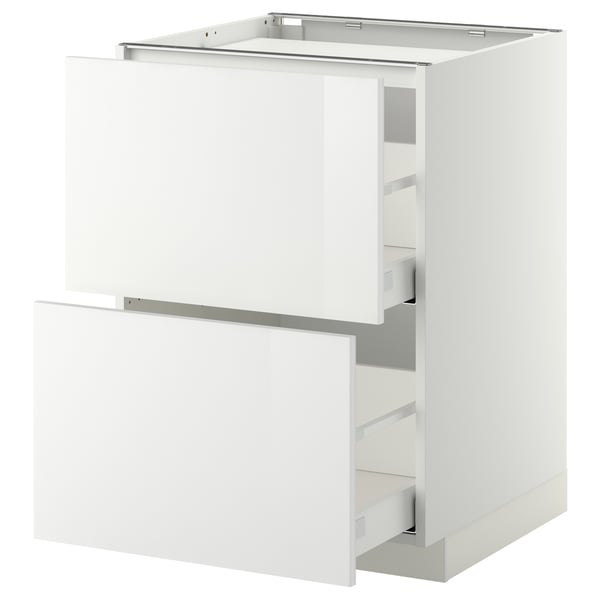 METOD / MAXIMERA Armario bajo para estufa 2 cajones, blanco/Ringhult blanco, 60x60 cm