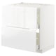 METOD / MAXIMERA Armario bajo para estufa 2 cajones, blanco/Voxtorp Alto brillo/blanco, 80x60 cm