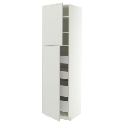 METOD / MAXIMERA Mueble alto + 2 puertas y 4 cajones, blanco/Aspudden gris claro, 60x60x220 cm