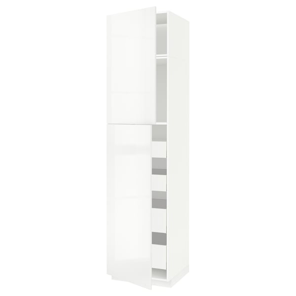 METOD / MAXIMERA Mueble alto + 2 puertas y 4 cajones, blanco/Ringhult blanco, 60x60x240 cm
