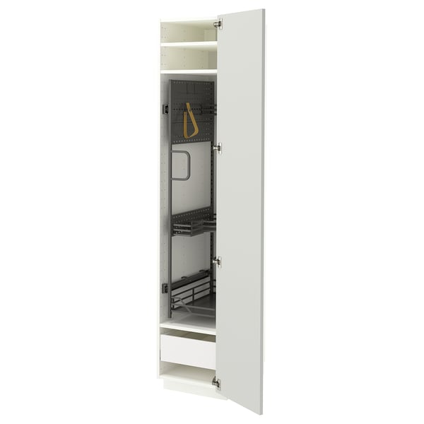 METOD / MAXIMERA Mueble alto para productos limpieza, blanco/Aspudden gris claro, 40x60x200 cm