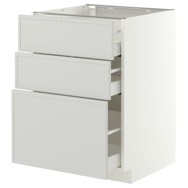 METOD / MAXIMERA Mueble con 3 cajones, blanco/Aspudden gris claro, 60x60 cm