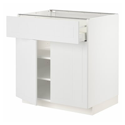 METOD / MAXIMERA Mueble inferior + cajón y 2 puertas, blanco/Stensund blanco, 80x60 cm