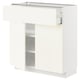 METOD / MAXIMERA Mueble inferior + cajón y 2 puertas, blanco/Vallstena blanco, 80x37 cm