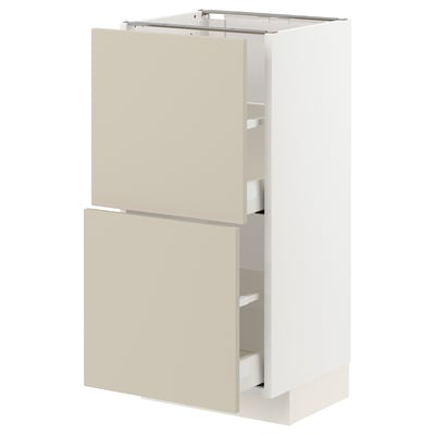 METOD / MAXIMERA Mueble inferior con 2 cajones, blanco/Havstorp beige, 40x37 cm
