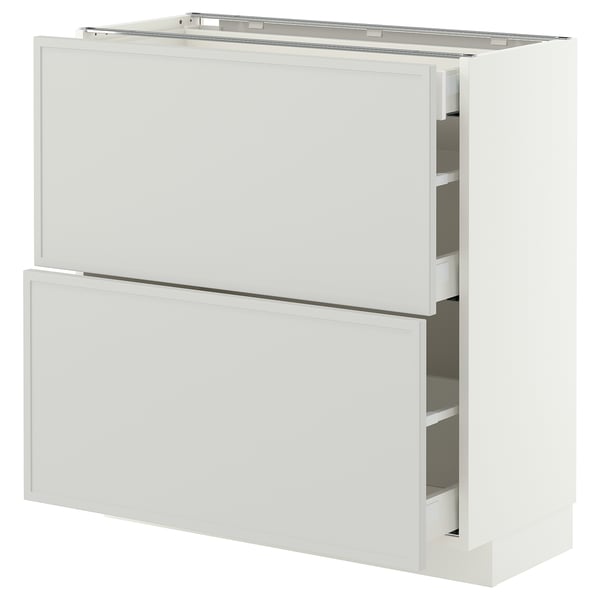 METOD / MAXIMERA Mueble inferior con 3 cajones, blanco/Aspudden gris claro, 80x37 cm