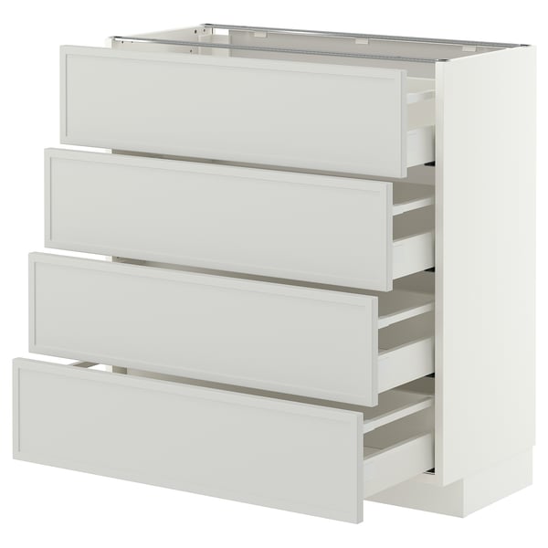METOD / MAXIMERA Mueble inferior con 4 cajones, blanco/Aspudden gris claro, 80x37 cm