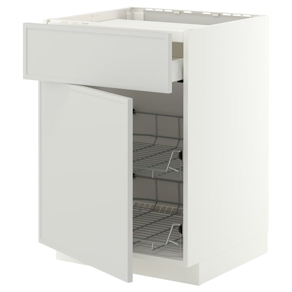 METOD / MAXIMERA Mueble inferior con cajón y cestas, blanco/Aspudden gris claro, 60x60 cm