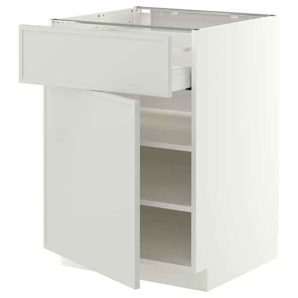 METOD / MAXIMERA Mueble inferior con cajón y puerta, blanco/Aspudden gris claro, 60x60 cm