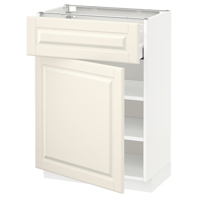 METOD / MAXIMERA Mueble inferior con cajón y puerta, blanco/Bodbyn blanco hueso, 60x37 cm