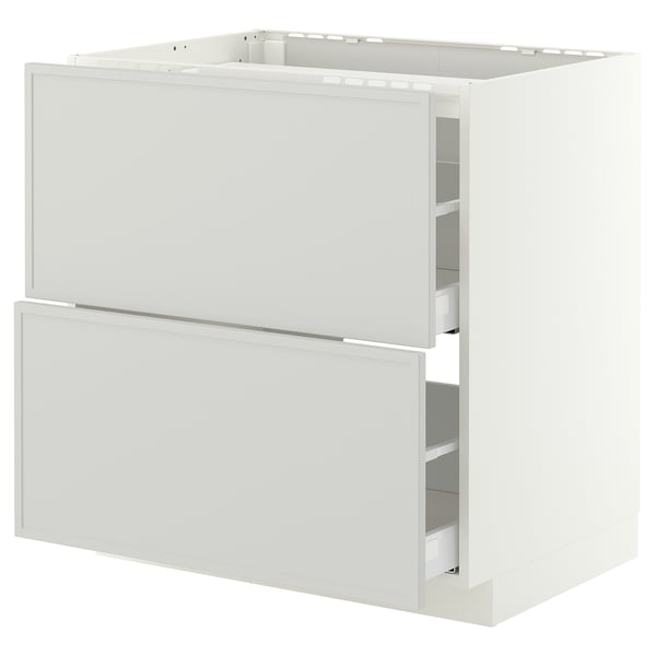 METOD / MAXIMERA Mueble inferior estufa + 2 cajones, blanco/Aspudden gris claro, 80x60 cm