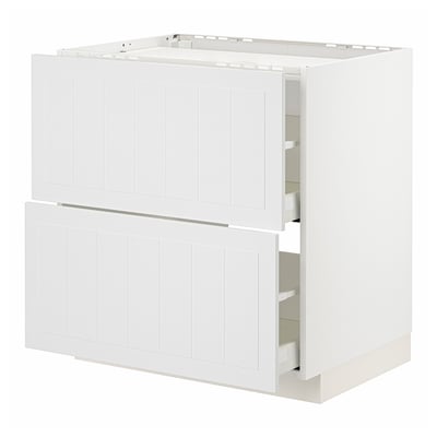 METOD / MAXIMERA Mueble inferior estufa + 2 cajones, blanco/Stensund blanco, 80x60 cm
