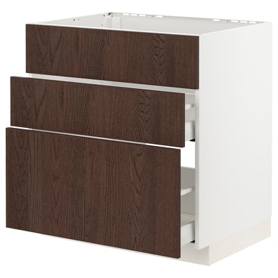 METOD / MAXIMERA Mueble inferior para lavaplatos, blanco/Sinarp café, 80x60 cm