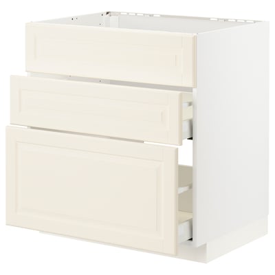 METOD / MAXIMERA Mueble para estufa, con cajones, blanco/Bodbyn blanco hueso, 80x60 cm