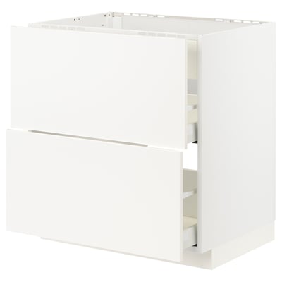 METOD / MAXIMERA Mueble para estufa, con cajones, blanco/Veddinge blanco, 80x60 cm