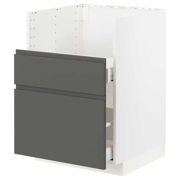 METOD / MAXIMERA Mueble para lavaplatos TALLSJÖN, blanco/Voxtorp gris oscuro, 60x60 cm