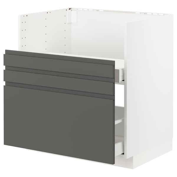 METOD / MAXIMERA Mueble para lavaplatos TALLSJÖN, blanco/Voxtorp gris oscuro, 80x60 cm