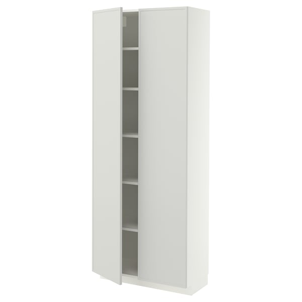 METOD Mueble alto con entrepaños, blanco/Aspudden gris claro, 80x37x200 cm