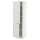 METOD Mueble alto + entrepaños y puertas, blanco/Aspudden gris claro, 60x60x200 cm