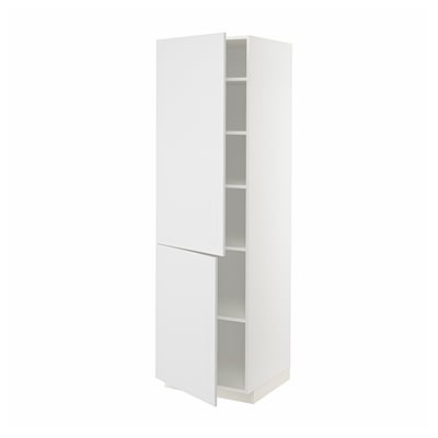 METOD Mueble alto + entrepaños y puertas, blanco/Stensund blanco, 60x60x200 cm