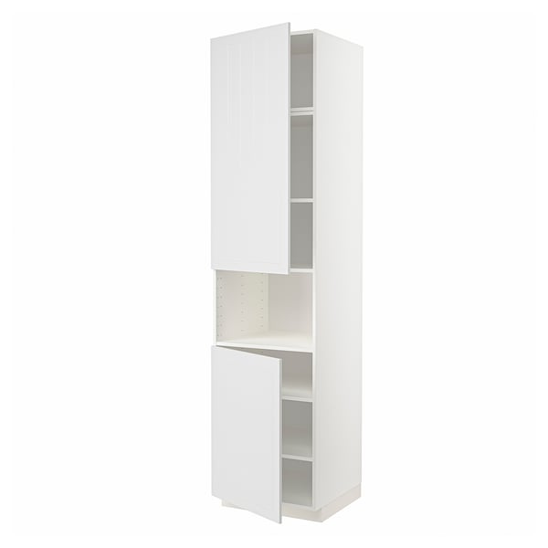 METOD Mueble alto microondas, 2 puertas, blanco/Stensund blanco, 60x60x240 cm
