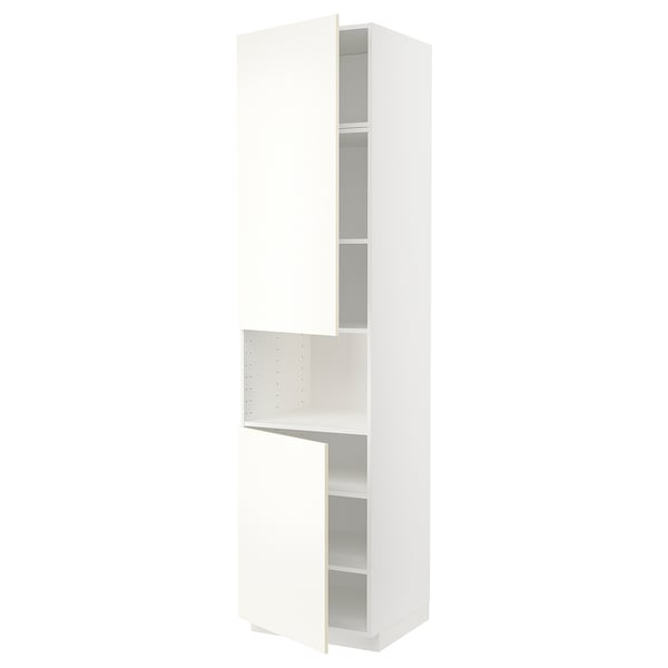 METOD Mueble alto microondas, 2 puertas, blanco/Vallstena blanco, 60x60x240 cm