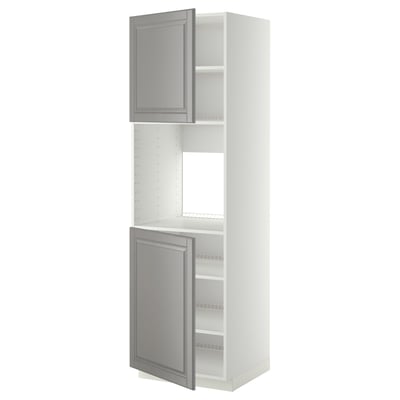 METOD Mueble alto para horno, 2 puertas, blanco/Bodbyn gris, 60x60x200 cm
