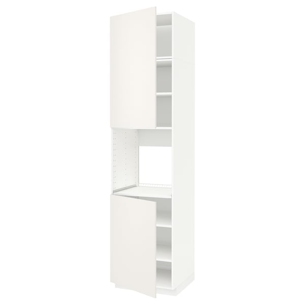 METOD Mueble alto para horno, 2 puertas, blanco/Veddinge blanco, 60x60x240 cm