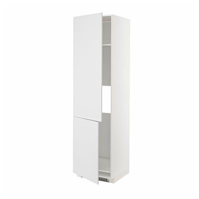 METOD Mueble alto para nevera, 2 puertas, blanco/Stensund blanco, 60x60x220 cm