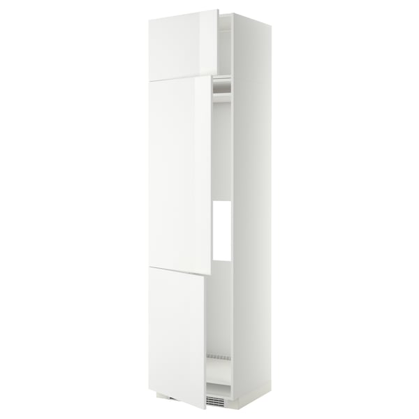 METOD Mueble alto para nevera, 3 puertas, blanco/Ringhult blanco, 60x60x240 cm