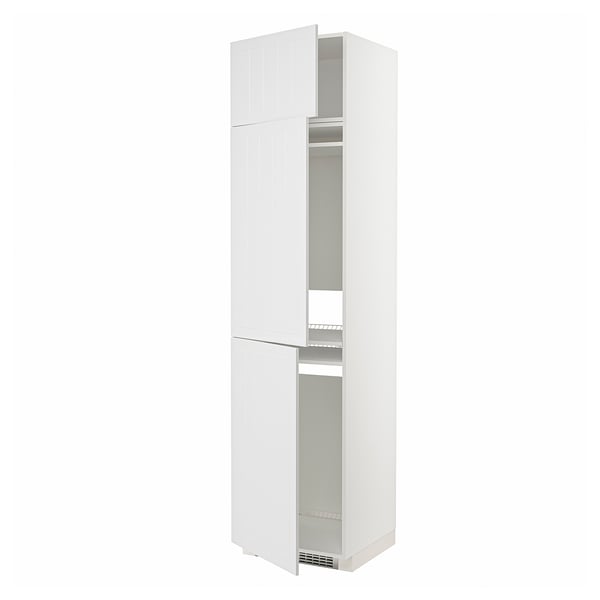 METOD Mueble alto para nevera, 3 puertas, blanco/Stensund blanco, 60x60x240 cm