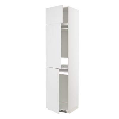 METOD Mueble alto para nevera, 3 puertas, blanco/Stensund blanco, 60x60x240 cm