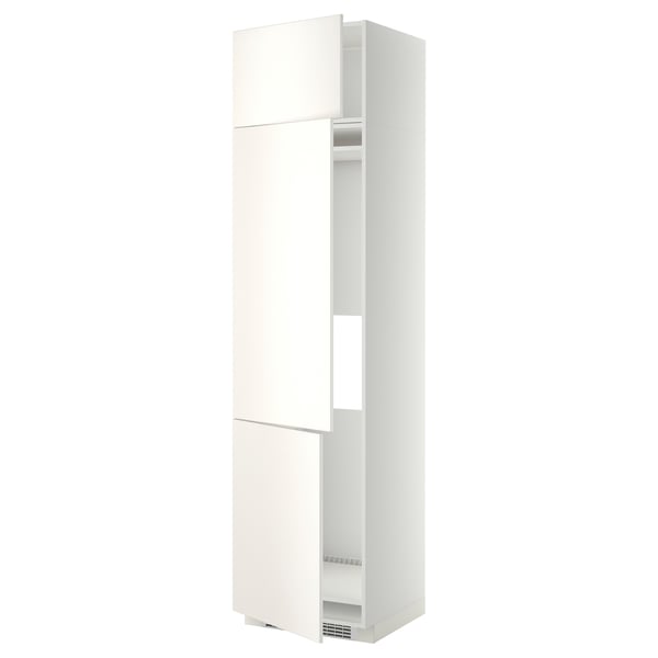METOD Mueble alto para nevera, 3 puertas, blanco/Veddinge blanco, 60x60x240 cm