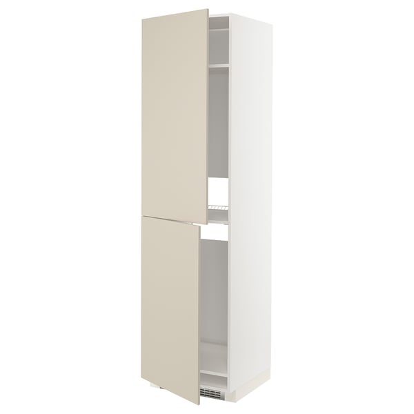 METOD Mueble alto para nevera, blanco/Havstorp beige, 60x60x220 cm