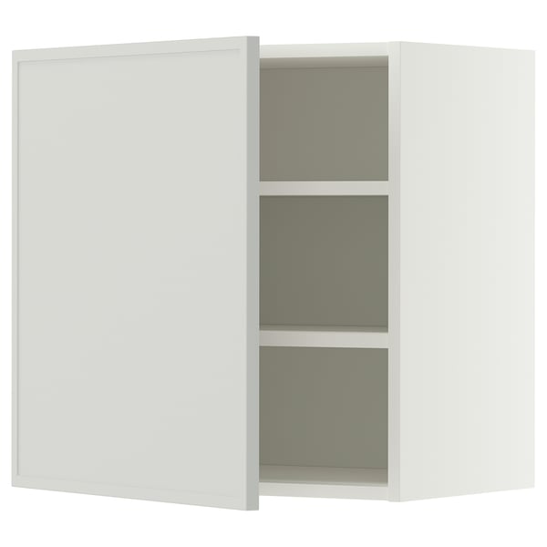METOD Mueble de pared con entrepaños, blanco/Aspudden gris claro, 60x60 cm