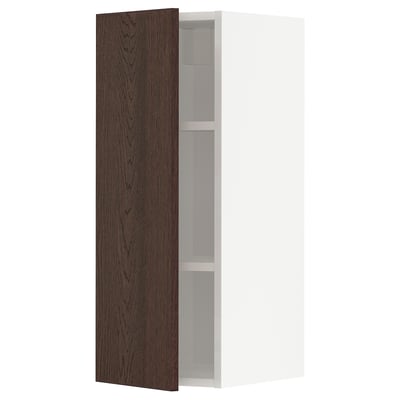 METOD Mueble de pared con entrepaños, blanco/Sinarp café, 30x80 cm