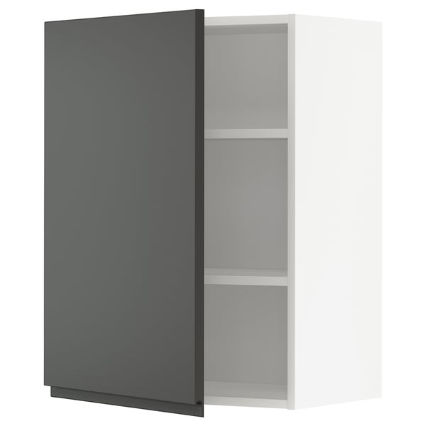 METOD Mueble de pared con entrepaños, blanco/Voxtorp gris oscuro, 60x80 cm
