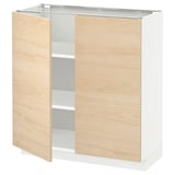 METOD Mueble inferior con 2 puertas, blanco/Askersund Efecto fresno claro, 80x37 cm