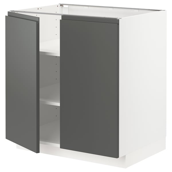 METOD Mueble inferior con 2 puertas, blanco/Voxtorp gris oscuro, 80x60 cm