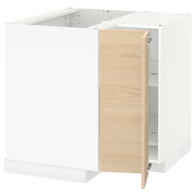 METOD Mueble inferior esqu con carrusel, blanco/Askersund Efecto fresno claro, 88x88 cm