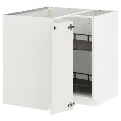 METOD Mueble inferior esqu con carrusel, blanco/Veddinge blanco, 88x88 cm