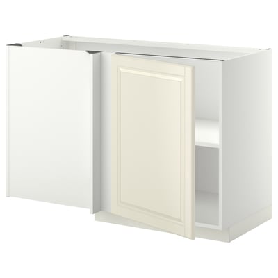 METOD Mueble inferior esquinero, blanco/Bodbyn blanco hueso, 128x68 cm